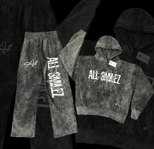 Double Logo Acid Wash Hoodie